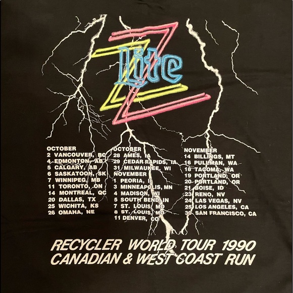 VINTAGE ZZ TOP RECYCLER TOUR 1990 CONCERT TEE XL NEVER WORN - Picture 2 of 4